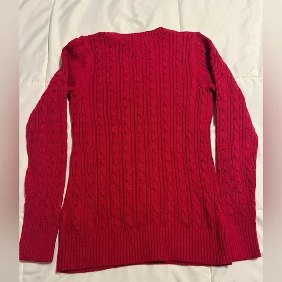 Hollister Red Cable Knit V-Neck Sweater - Picture 3 of 3